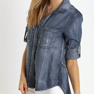 NWT Bella Dahl Split Back Button Down Shirt in Arctic